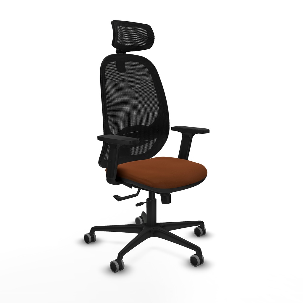 Cilanco traslack malla negra similpiel marrón brazos 2D base nailon cabecero 2D ruedas 65mm engomadas