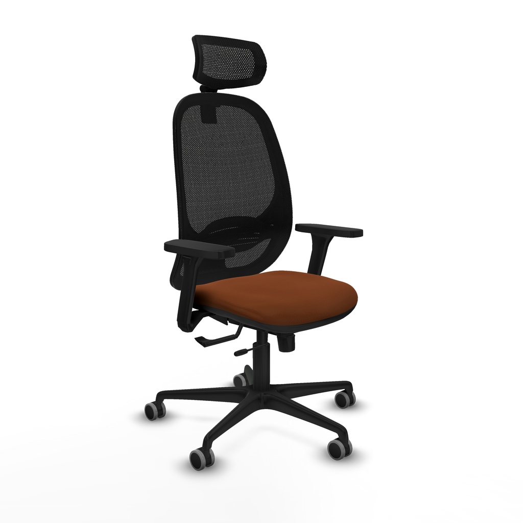 Cilanco traslack malla negra similpiel marrón brazos 3D base nailon cabecero 2D ruedas 65mm engomadas