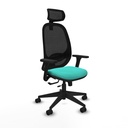 Cilanco traslack malla negra similpiel turquesa brazos 3D base piramidal cabecero 2D ruedas 65mm nailon