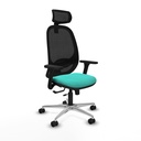 Cilanco traslack malla negra similpiel turquesa brazos 3D base aluminio cabecero 2D ruedas 65mm nailon