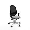 Cilanco traslack malla negra similpiel gris claro brazos 1D base aluminio ruedas 65mm nailon