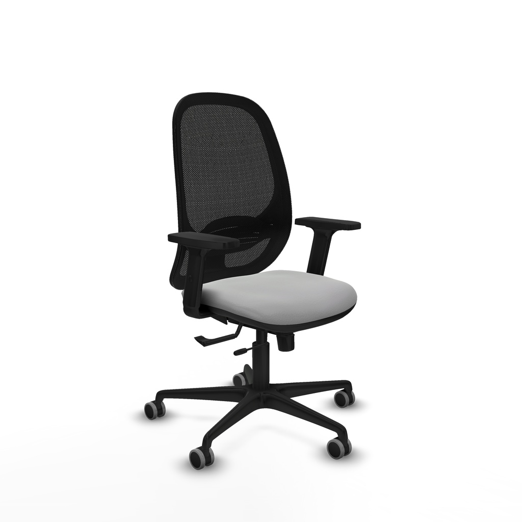 Cilanco traslack malla negra similpiel gris claro brazos 2D base nailon ruedas 65mm engomadas