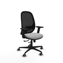 Cilanco traslack malla negra similpiel gris claro brazos 2D base nailon ruedas 65mm engomadas