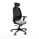 Cilanco traslack malla negra similpiel gris claro brazos 2D base nailon cabecero 2D ruedas 65mm engomadas