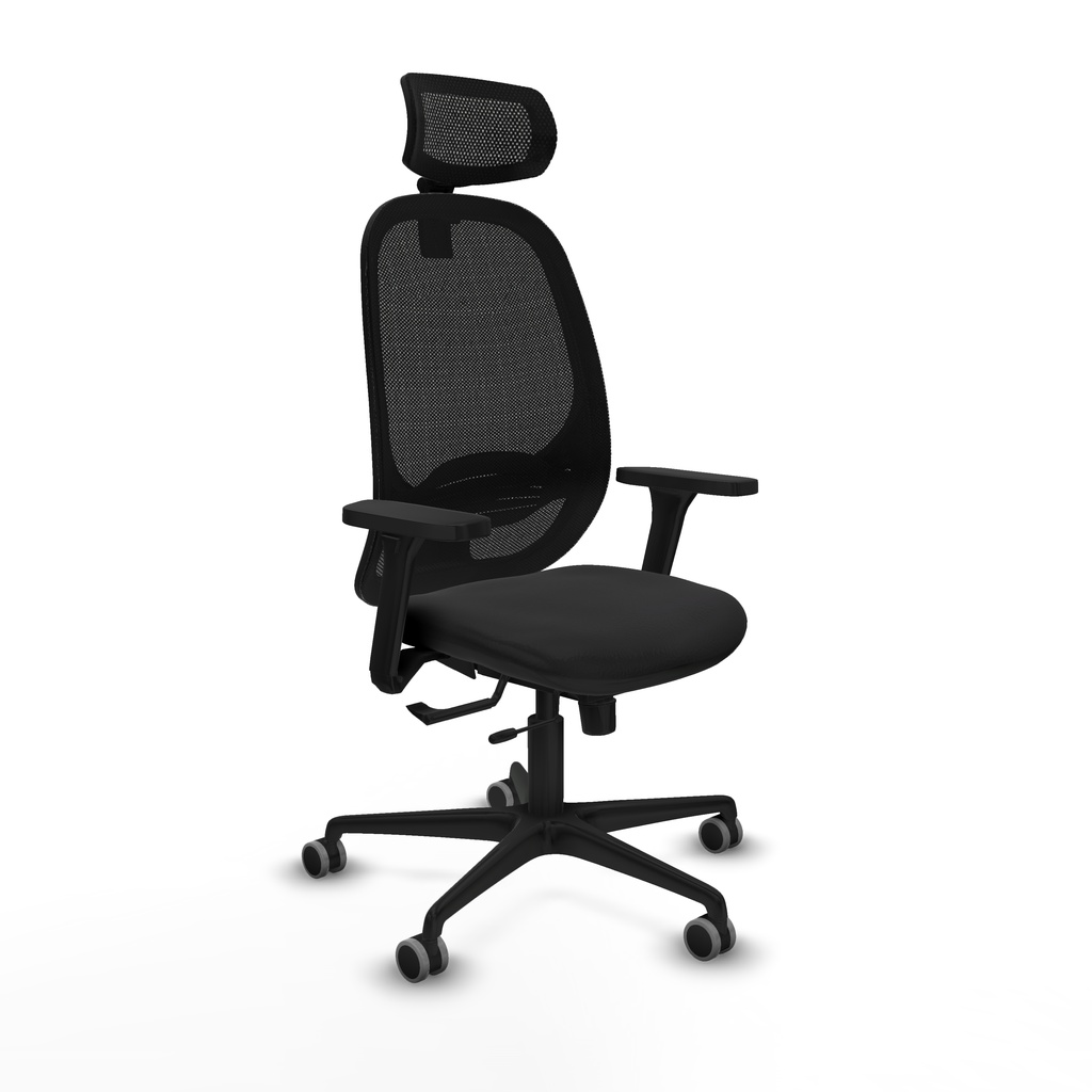 Cilanco traslack malla negra similpiel negro brazos 3D base nailon cabecero 2D ruedas 65mm engomadas