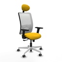 Zulema sincro malla blanca bali amarillo brazos 2D base blanca cabecero fijo ruedas 65mm engomadas