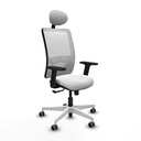 Zulema sincro malla blanca bali blanco brazos 2D base blanca cabecero fijo ruedas 65mm engomadas