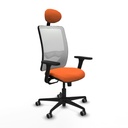 Zulema sincro malla blanca bali naranja brazos 3D base nailon cabecero fijo ruedas 65mm engomadas
