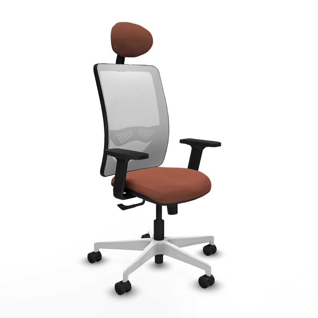 Zulema sincro malla blanca bali marrón brazos 2D base blanca cabecero fijo ruedas 65mm nailon