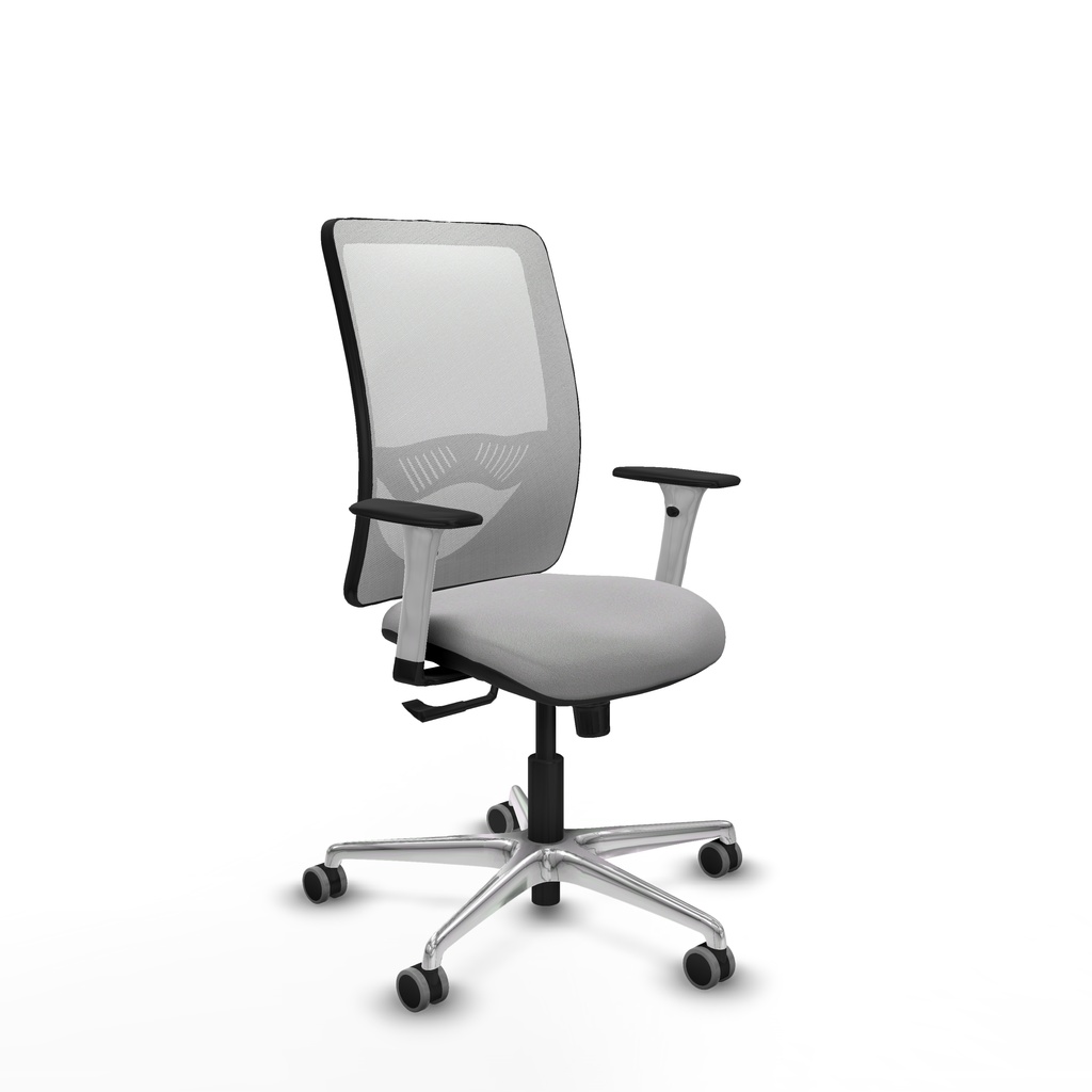 Zulema sincro malla blanca bali gris claro brazos blancos base aluminio  ruedas 65mm engomadas