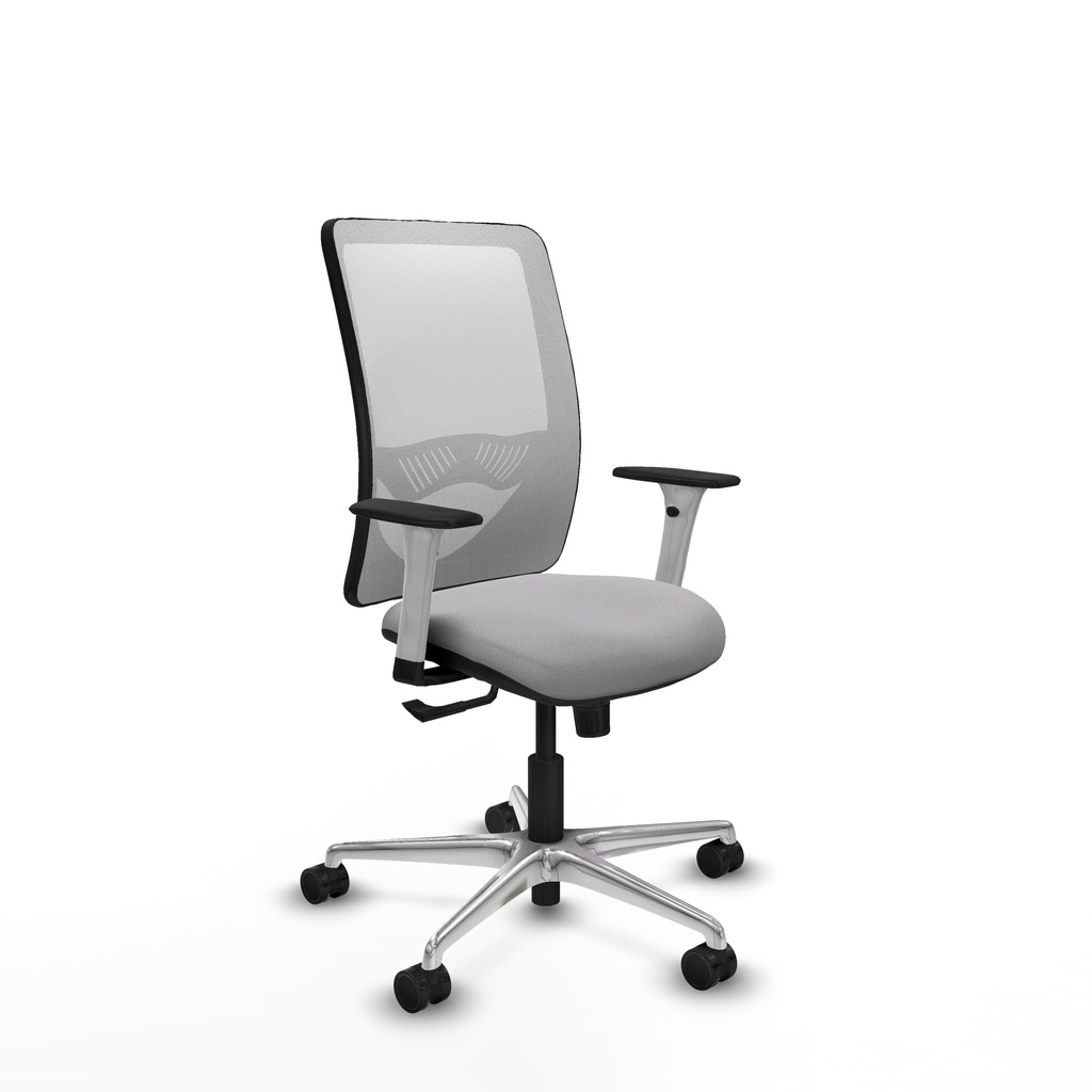 Zulema sincro malla blanca bali gris claro brazos blancos base aluminio  ruedas 65mm nailon