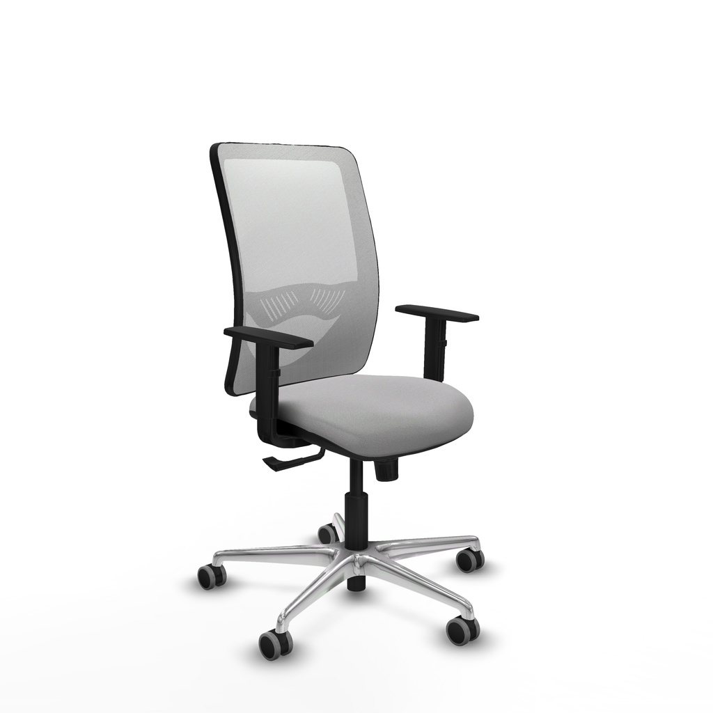 Zulema sincro malla blanca bali gris claro brazos 1D base aluminio  ruedas 65mm engomadas