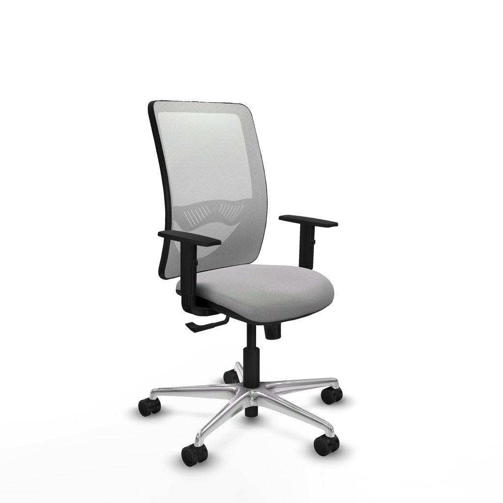 Zulema sincro malla blanca bali gris claro brazos 1D base aluminio  ruedas 65mm nailon