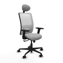 Zulema sincro malla blanca bali gris claro brazos 2D base nailon cabecero fijo ruedas 65mm nailon