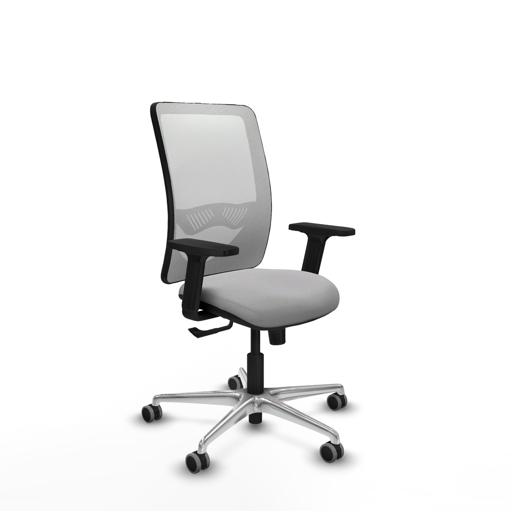 Zulema sincro malla blanca bali gris claro brazos 2D base aluminio  ruedas 65mm engomadas