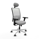 Zulema sincro malla blanca bali gris claro brazos 3D base blanca cabecero fijo ruedas 65mm engomadas
