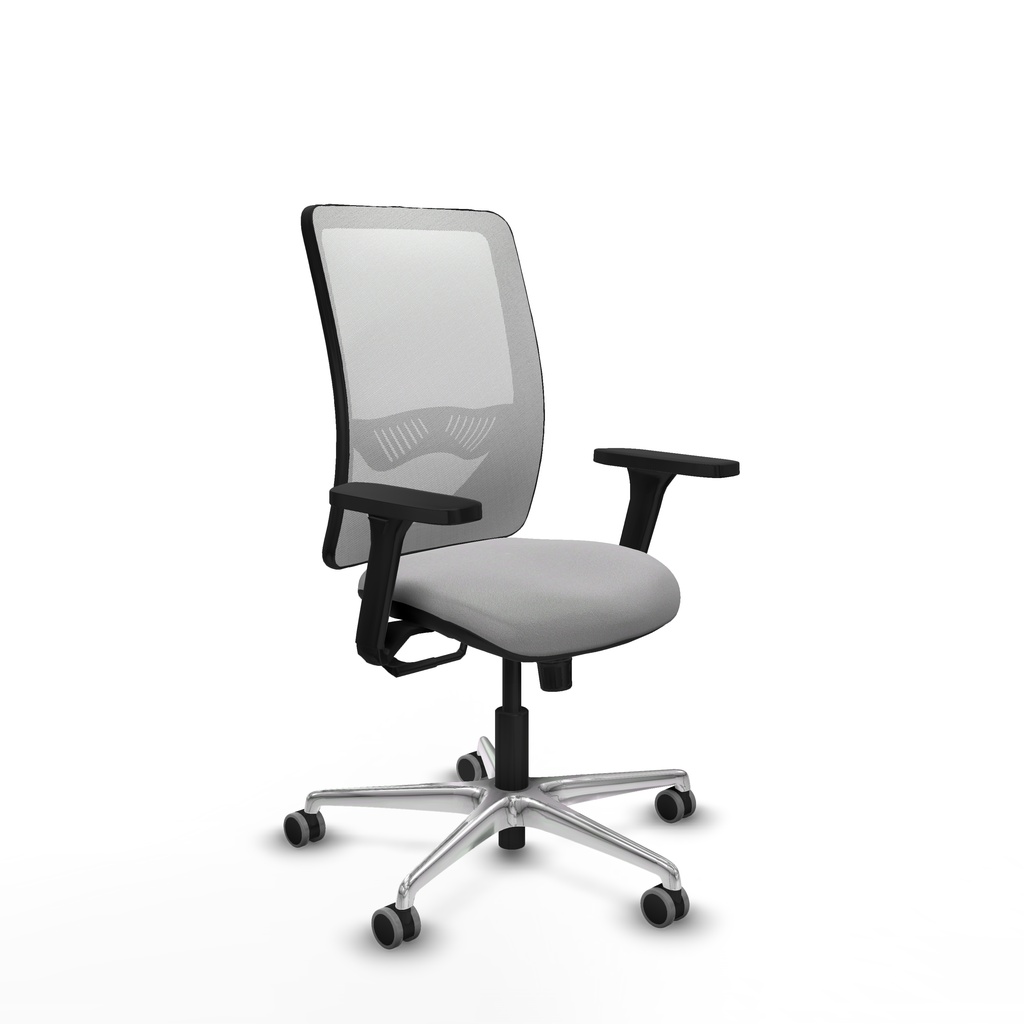Zulema sincro malla blanca bali gris claro brazos 3D base aluminio  ruedas 65mm engomadas