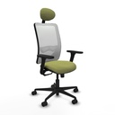 Zulema sincro malla blanca bali verde oliva brazos 3D base nailon cabecero fijo ruedas 65mm nailon