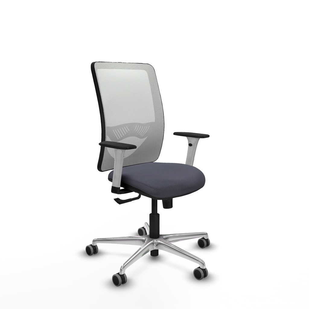 Zulema sincro malla blanca bali gris oscuro brazos blancos base aluminio  ruedas 65mm engomadas