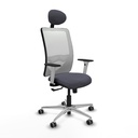 Zulema sincro malla blanca bali gris oscuro brazos blancos base aluminio cabecero fijo ruedas 65mm engomadas