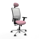 Zulema sincro malla blanca bali rosa brazos 2D base aluminio cabecero fijo ruedas 65mm engomadas