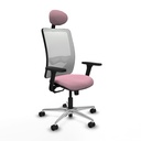Zulema sincro malla blanca bali rosa brazos 3D base aluminio cabecero fijo ruedas 65mm nailon
