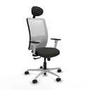 Zulema sincro malla blanca bali negro brazos blancos base aluminio cabecero fijo ruedas 65mm nailon