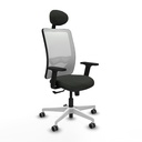 Zulema sincro malla blanca bali negro brazos 2D base blanca cabecero fijo ruedas 65mm engomadas