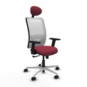 Zulema sincro malla blanca bali granate brazos 2D base aluminio cabecero fijo ruedas 65mm nailon