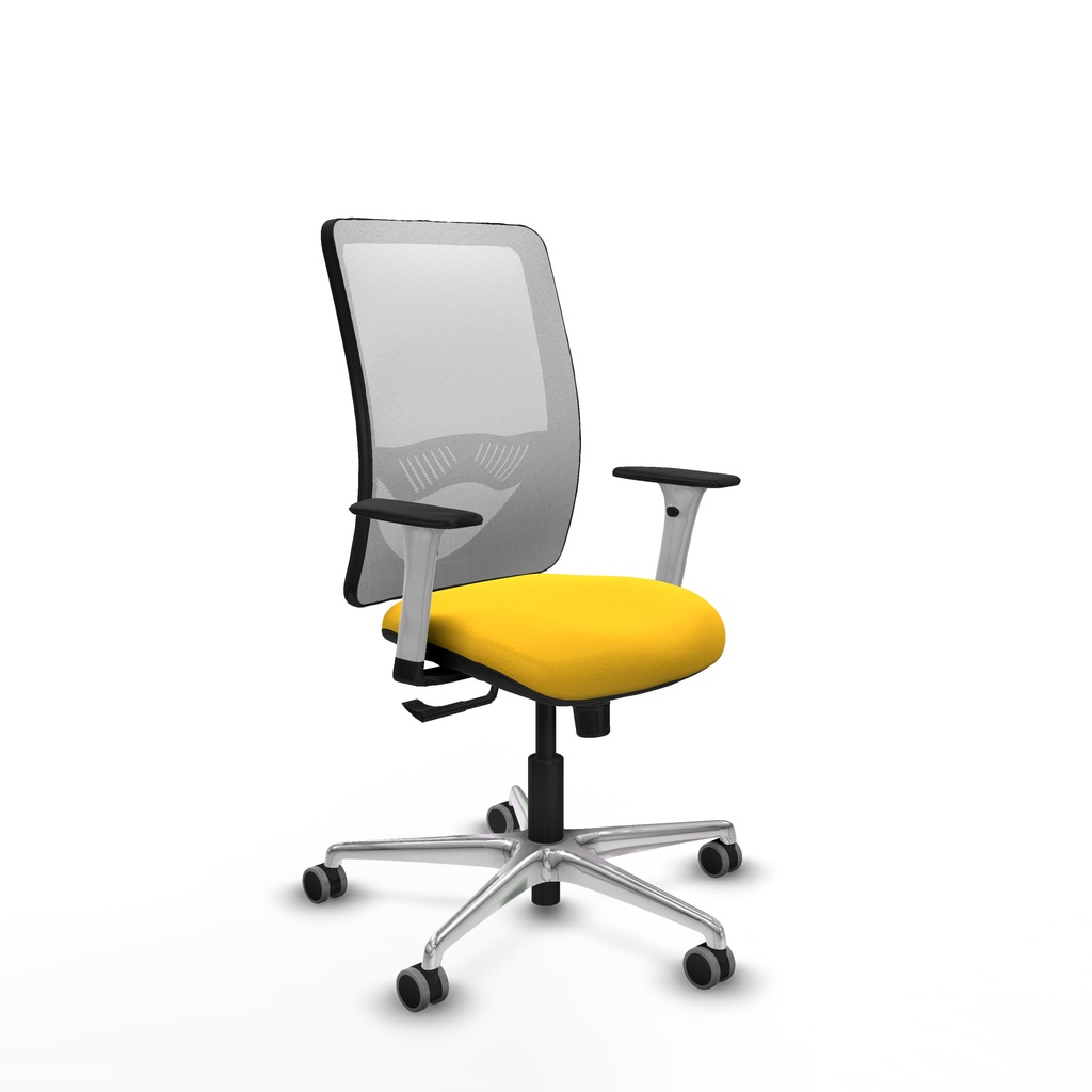 Zulema sincro malla blanca similpiel amarillo brazos blancos base aluminio  ruedas 65mm engomadas