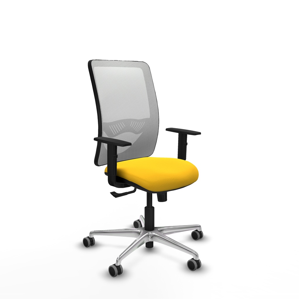 Zulema sincro malla blanca similpiel amarillo brazos 1D base aluminio  ruedas 65mm engomadas