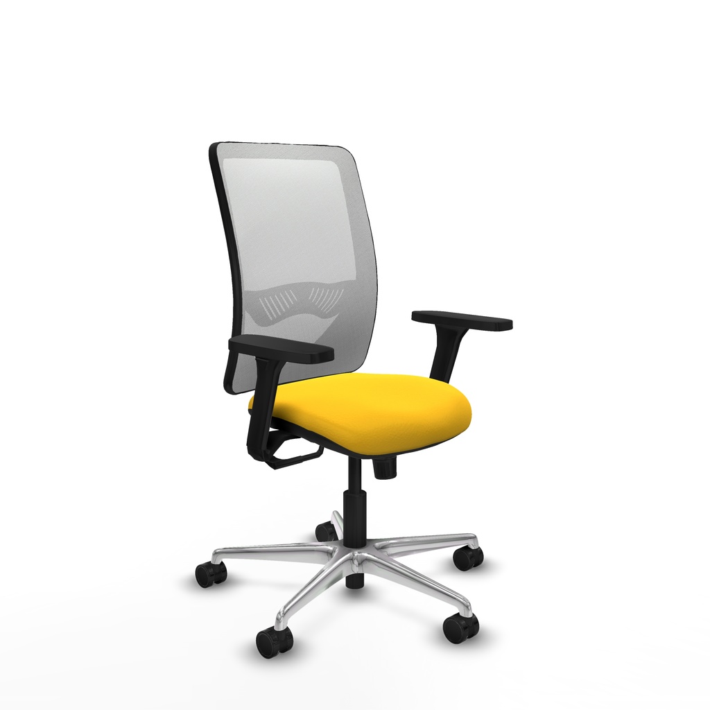 Zulema sincro malla blanca similpiel amarillo brazos 3D base aluminio  ruedas 65mm nailon