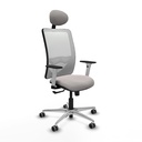 Zulema sincro malla blanca similpiel blanco brazos blancos base aluminio cabecero fijo ruedas 65mm engomadas