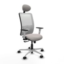 Zulema sincro malla blanca similpiel blanco brazos blancos base aluminio cabecero fijo ruedas 65mm nailon