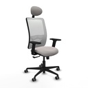 Zulema sincro malla blanca similpiel blanco brazos 2D base nailon cabecero fijo ruedas 65mm engomadas