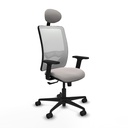 Zulema sincro malla blanca similpiel blanco brazos 2D base nailon cabecero fijo ruedas 65mm nailon