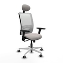 Zulema sincro malla blanca similpiel blanco brazos 3D base blanca cabecero fijo ruedas 65mm engomadas