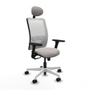 Zulema sincro malla blanca similpiel blanco brazos 3D base blanca cabecero fijo ruedas 65mm nailon