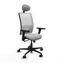 Zulema sincro malla blanca similpiel blanco brazos 3D base nailon cabecero fijo ruedas 65mm nailon