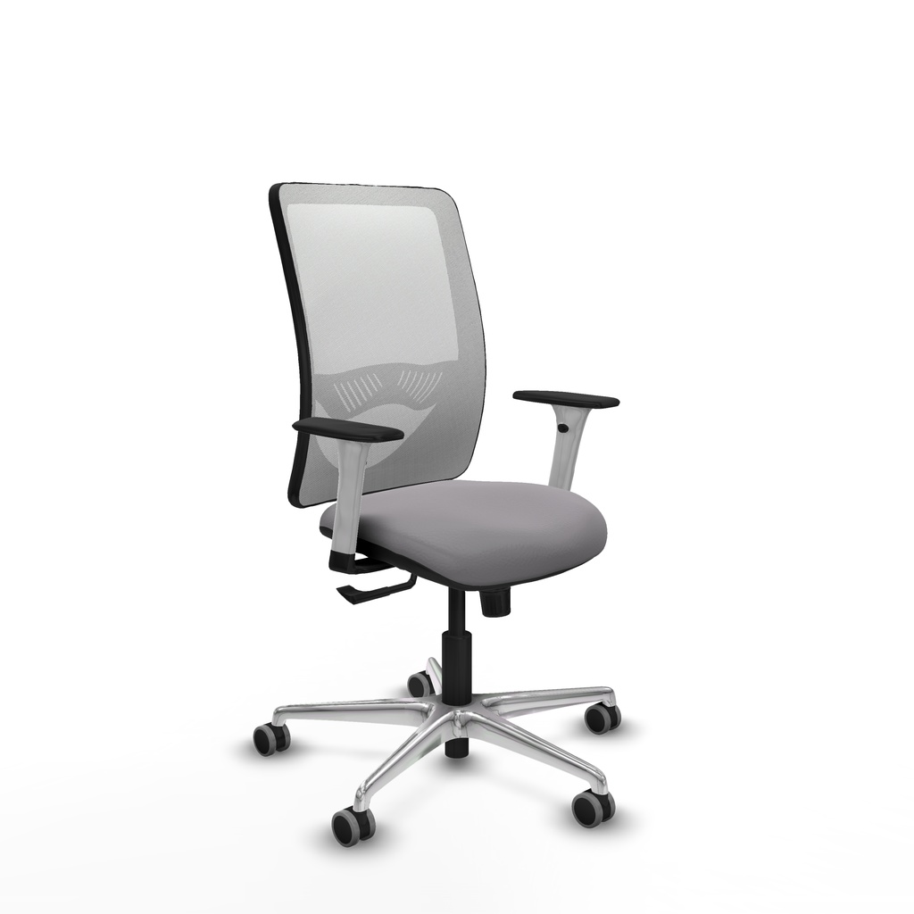 Zulema sincro malla blanca similpiel gris brazos blancos base aluminio  ruedas 65mm engomadas