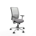 Zulema sincro malla blanca similpiel gris brazos blancos base aluminio  ruedas 65mm engomadas