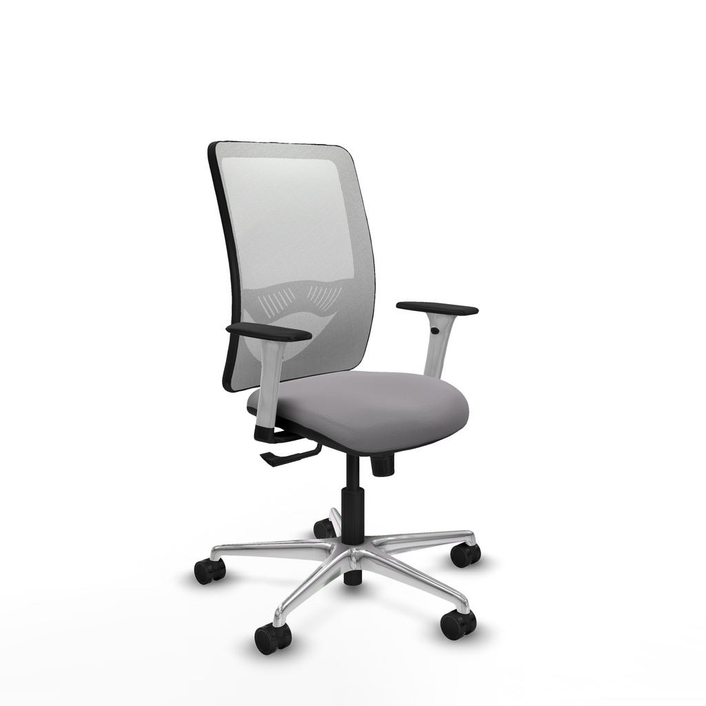 Zulema sincro malla blanca similpiel gris brazos blancos base aluminio  ruedas 65mm nailon