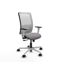 Zulema sincro malla blanca similpiel gris brazos blancos base aluminio  ruedas 65mm nailon
