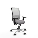 Zulema sincro malla blanca similpiel gris brazos 2D base aluminio  ruedas 65mm nailon