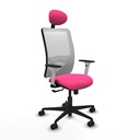 Zulema sincro malla blanca similpiel rosa brazos blancos base nailon cabecero fijo ruedas 65mm nailon
