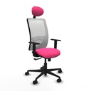 Zulema sincro malla blanca similpiel rosa brazos 1D base nailon cabecero fijo ruedas 65mm nailon