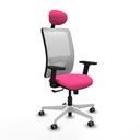 Zulema sincro malla blanca similpiel rosa brazos 2D base blanca cabecero fijo ruedas 65mm engomadas