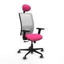 Zulema sincro malla blanca similpiel rosa brazos 2D base nailon cabecero fijo ruedas 65mm engomadas
