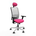 Zulema sincro malla blanca similpiel rosa brazos 3D base blanca cabecero fijo ruedas 65mm engomadas