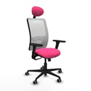 Zulema sincro malla blanca similpiel rosa brazos 3D base nailon cabecero fijo ruedas 65mm engomadas